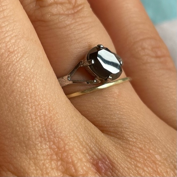 Vintage .925 and Pyrite Prong Ring - Picture 1 of 8